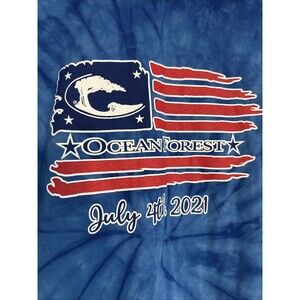 Sea Island Ocean Forest Golf  Blue Tie-Dye LARGE T-shirt July 4, 2021
